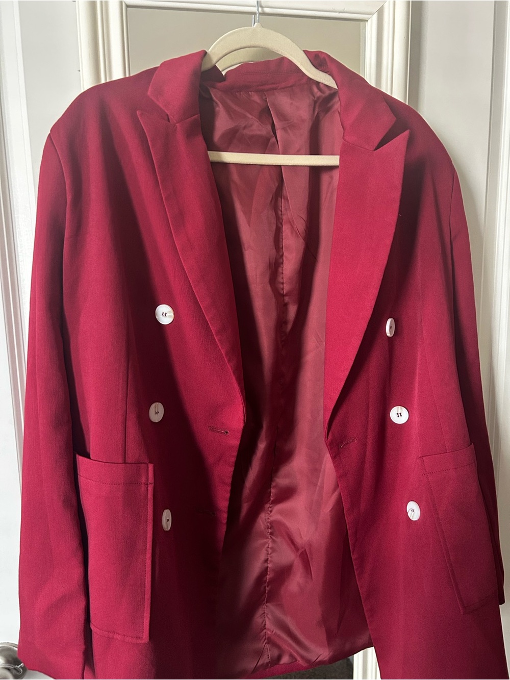 Red Double-Breasted Blazer